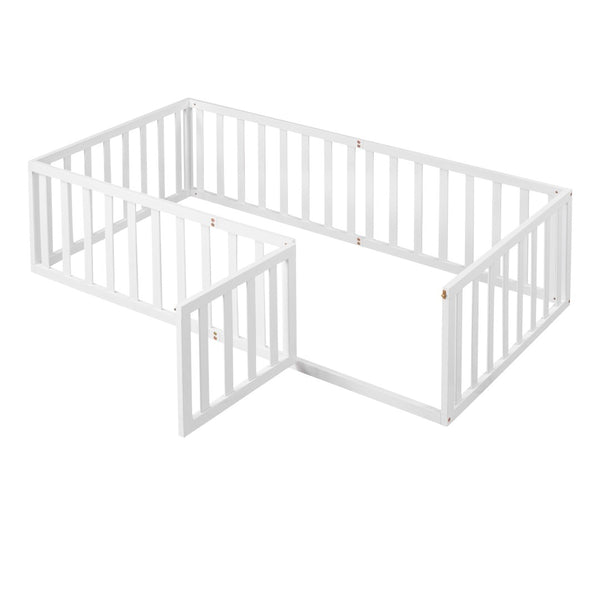 HomeRoots White Wood Twin Bed Frame - Modern Design with Durable Support, Perfect for Any Bedroom Décor! 606932