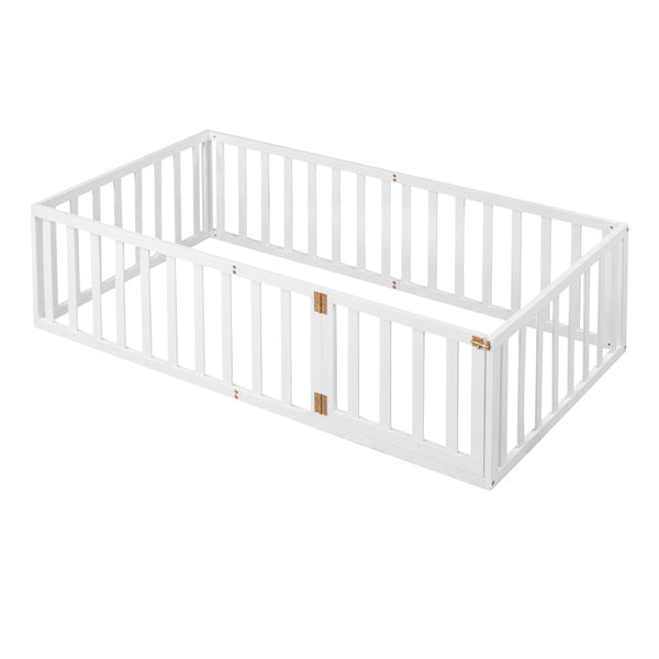 HomeRoots White Wood Twin Bed Frame - Modern Design with Durable Support, Perfect for Any Bedroom Décor! 606932