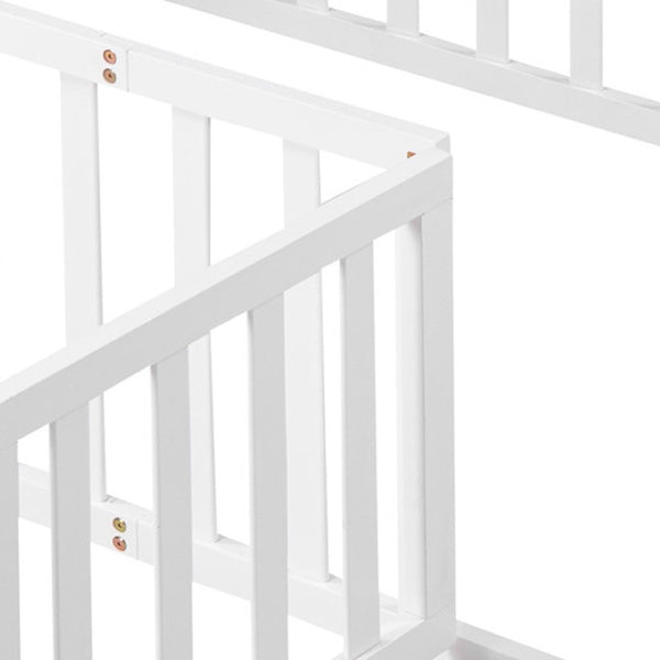 HomeRoots White Wood Twin Bed Frame - Modern Design with Durable Support, Perfect for Any Bedroom Décor! 606932