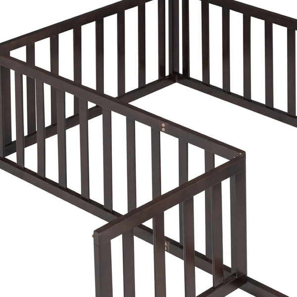HomeRoots Walnut Wood Twin Bed Frame - Modern Design, Durable Construction, and Elegant Sleep Support Solution 606933