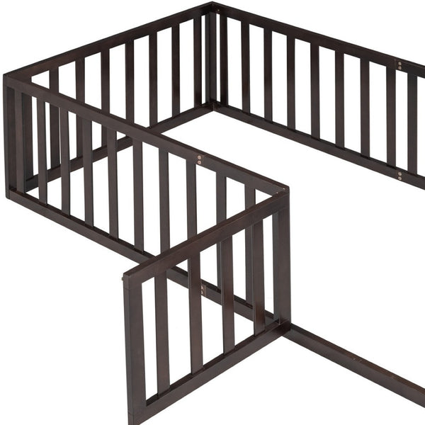 HomeRoots Walnut Wood Twin Bed Frame - Modern Design, Durable Construction, and Elegant Sleep Support Solution 606933