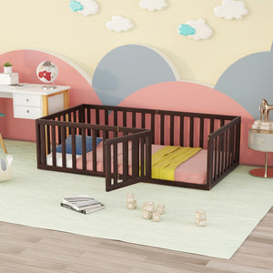 HomeRoots Walnut Wood Twin Bed Frame - Modern Design, Durable Construction, and Elegant Sleep Support Solution 606933