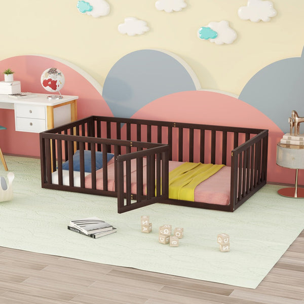 HomeRoots Walnut Wood Twin Bed Frame - Modern Design, Durable Construction, and Elegant Sleep Support Solution 606933