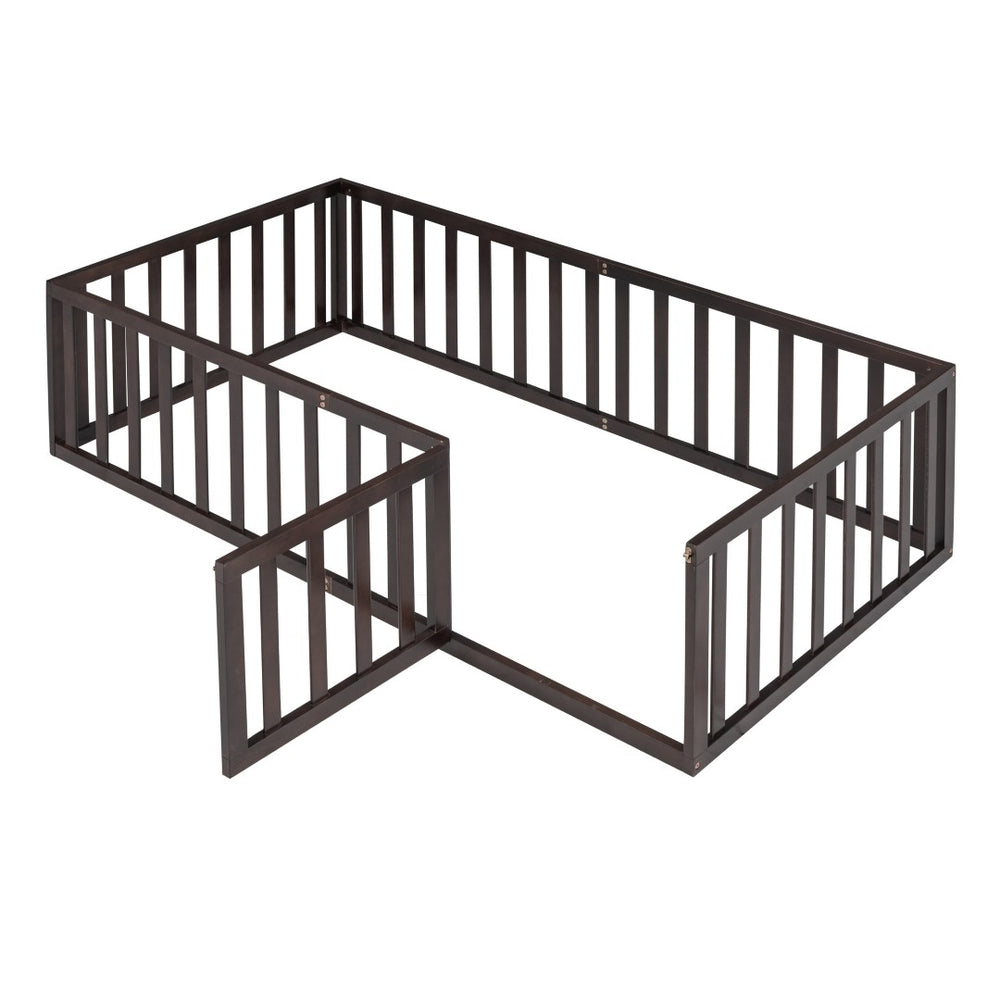 HomeRoots Walnut Wood Twin Bed Frame - Modern Design, Durable Construction, and Elegant Sleep Support Solution 606933