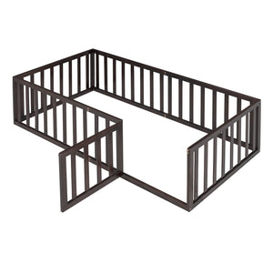 HomeRoots Walnut Wood Twin Bed Frame - Modern Design, Durable Construction, and Elegant Sleep Support Solution 606933