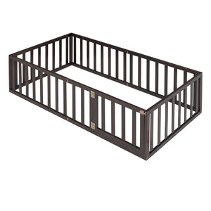 HomeRoots Walnut Wood Twin Bed Frame - Modern Design, Durable Construction, and Elegant Sleep Support Solution 606933