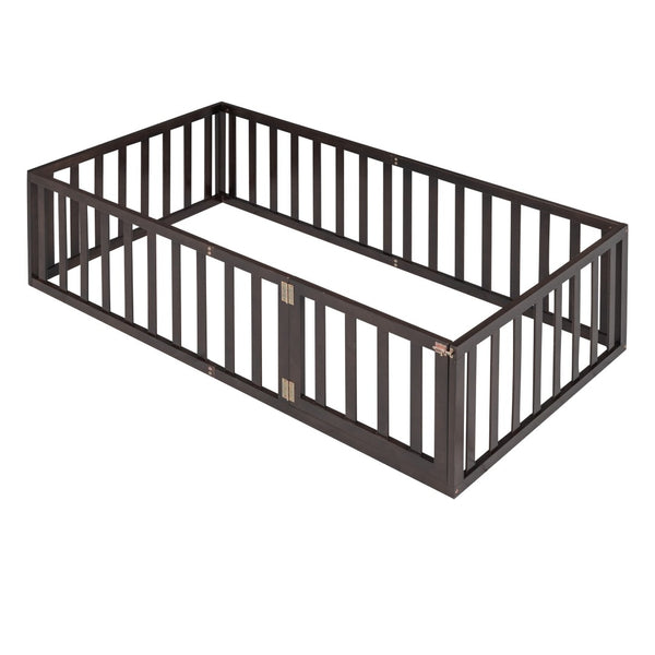 HomeRoots Walnut Wood Twin Bed Frame - Modern Design, Durable Construction, and Elegant Sleep Support Solution 606933