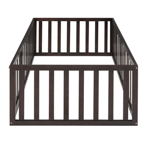 HomeRoots Walnut Wood Twin Bed Frame - Modern Design, Durable Construction, and Elegant Sleep Support Solution 606933