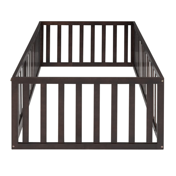 HomeRoots Walnut Wood Twin Bed Frame - Modern Design, Durable Construction, and Elegant Sleep Support Solution 606933
