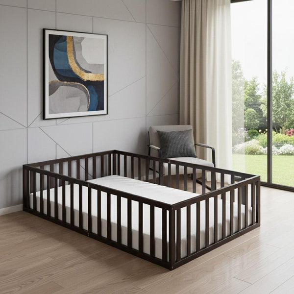 HomeRoots Walnut Wood Twin Bed Frame - Modern Design, Durable Construction, and Elegant Sleep Support Solution 606933