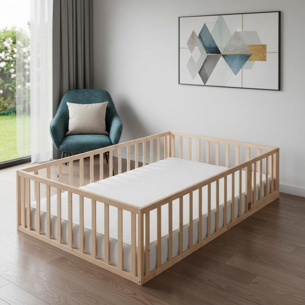 HomeRoots Natural Wood Twin Bed Frame - Modern Platform Design, Durable Support, Stylish Decor for Any Room 606934