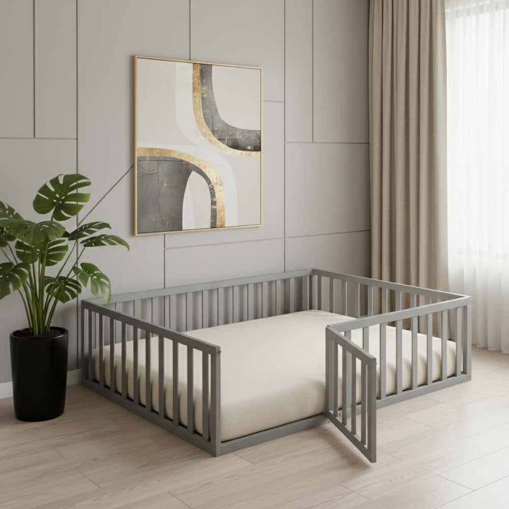 HomeRoots Gray Wood Full Daybed Frame - Modern, Versatile Design for Guest Rooms & Multi-Use Spaces 90-100% Comfort 606935