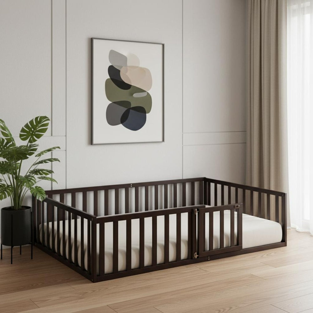 HomeRoots Walnut Wood Full Daybed Frame - Modern Elegance with Sturdy Slats, Ideal for Contemporary Spaces 606937