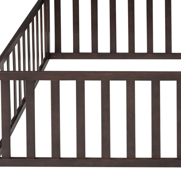 HomeRoots Walnut Wood Full Daybed Frame - Modern Elegance with Sturdy Slats, Ideal for Contemporary Spaces 606937