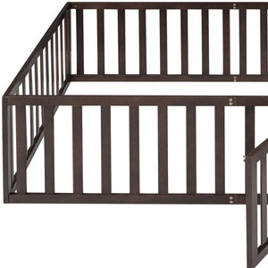HomeRoots Walnut Wood Full Daybed Frame - Modern Elegance with Sturdy Slats, Ideal for Contemporary Spaces 606937