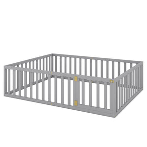 HomeRoots Gray Wood Queen Bed Frame - Modern Platform Design with Durable Support, Minimalist Style, Easy Setup 606939