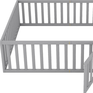 HomeRoots Gray Wood Queen Bed Frame - Modern Platform Design with Durable Support, Minimalist Style, Easy Setup 606939