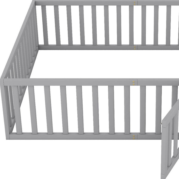 HomeRoots Gray Wood Queen Bed Frame - Modern Platform Design with Durable Support, Minimalist Style, Easy Setup 606939