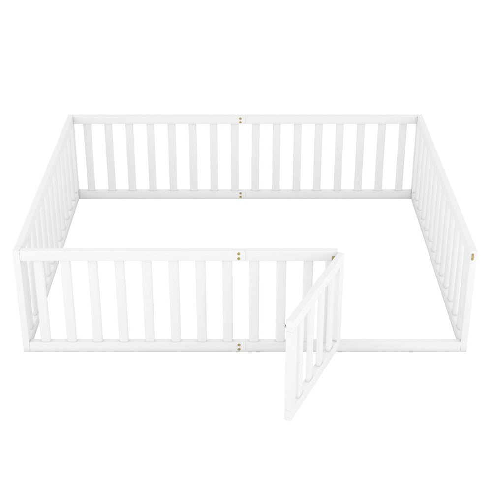 HomeRoots White Wood Queen Bed Frame - Modern Design with Sturdy Support, Perfect for Any Bedroom Décor Style 606940