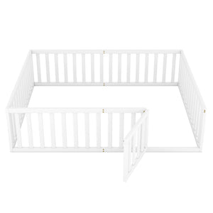 HomeRoots White Wood Queen Bed Frame - Modern Design with Sturdy Support, Perfect for Any Bedroom Décor Style 606940