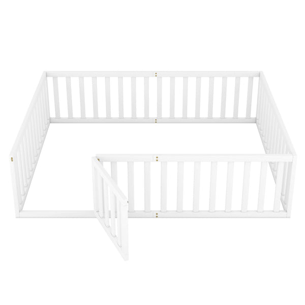 HomeRoots White Wood Queen Bed Frame - Modern Design with Sturdy Support, Perfect for Any Bedroom Décor Style 606940