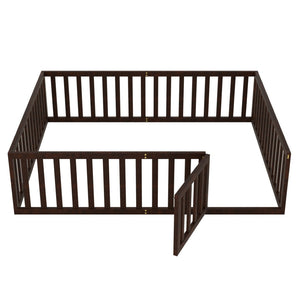 HomeRoots Walnut Wood Queen Bed Frame - Modern Design, Sturdy Support & Sleek Style for Your Dream Bedroom Decor 606941