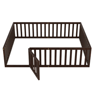 HomeRoots Walnut Wood Queen Bed Frame - Modern Design, Sturdy Support & Sleek Style for Your Dream Bedroom Decor 606941