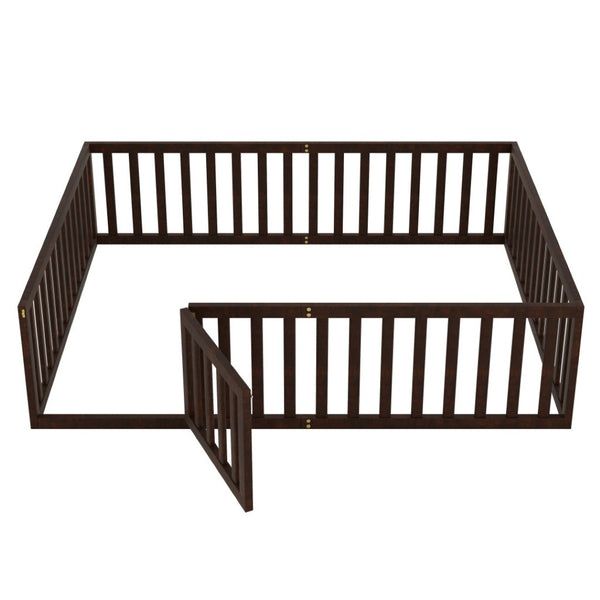 HomeRoots Walnut Wood Queen Bed Frame - Modern Design, Sturdy Support & Sleek Style for Your Dream Bedroom Decor 606941