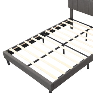 HomeRoots Gray Linen Upholstered Full Bed Frame - Modern Design, Durable Comfort & Stylish Support for Sleepers 606944