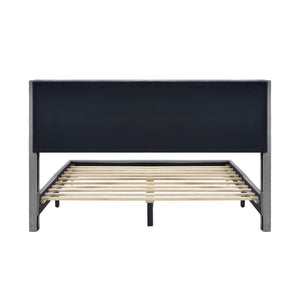 HomeRoots Gray Tufted Corduroy Upholstered Queen Bed Frame – Elegant, Cozy Design for Stylish Bedrooms and Comfort 606947