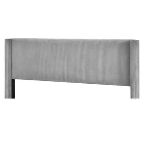 HomeRoots Gray Tufted Corduroy Upholstered Queen Bed Frame – Elegant, Cozy Design for Stylish Bedrooms and Comfort 606947