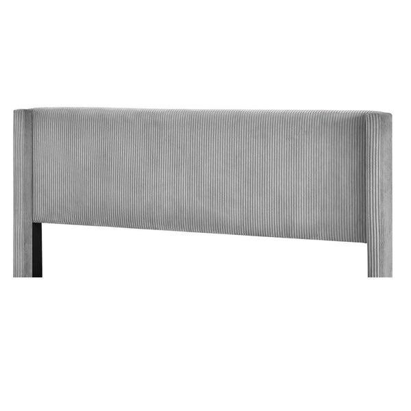 HomeRoots Gray Tufted Corduroy Upholstered Queen Bed Frame – Elegant, Cozy Design for Stylish Bedrooms and Comfort 606947