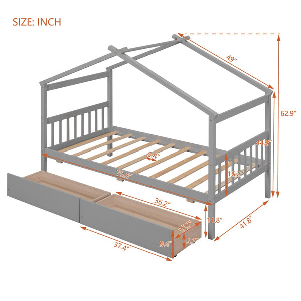HomeRoots Gray Wood Twin Bed Frame - Contemporary Platform Design with Durable Build for Lasting Comfort & Style 606948