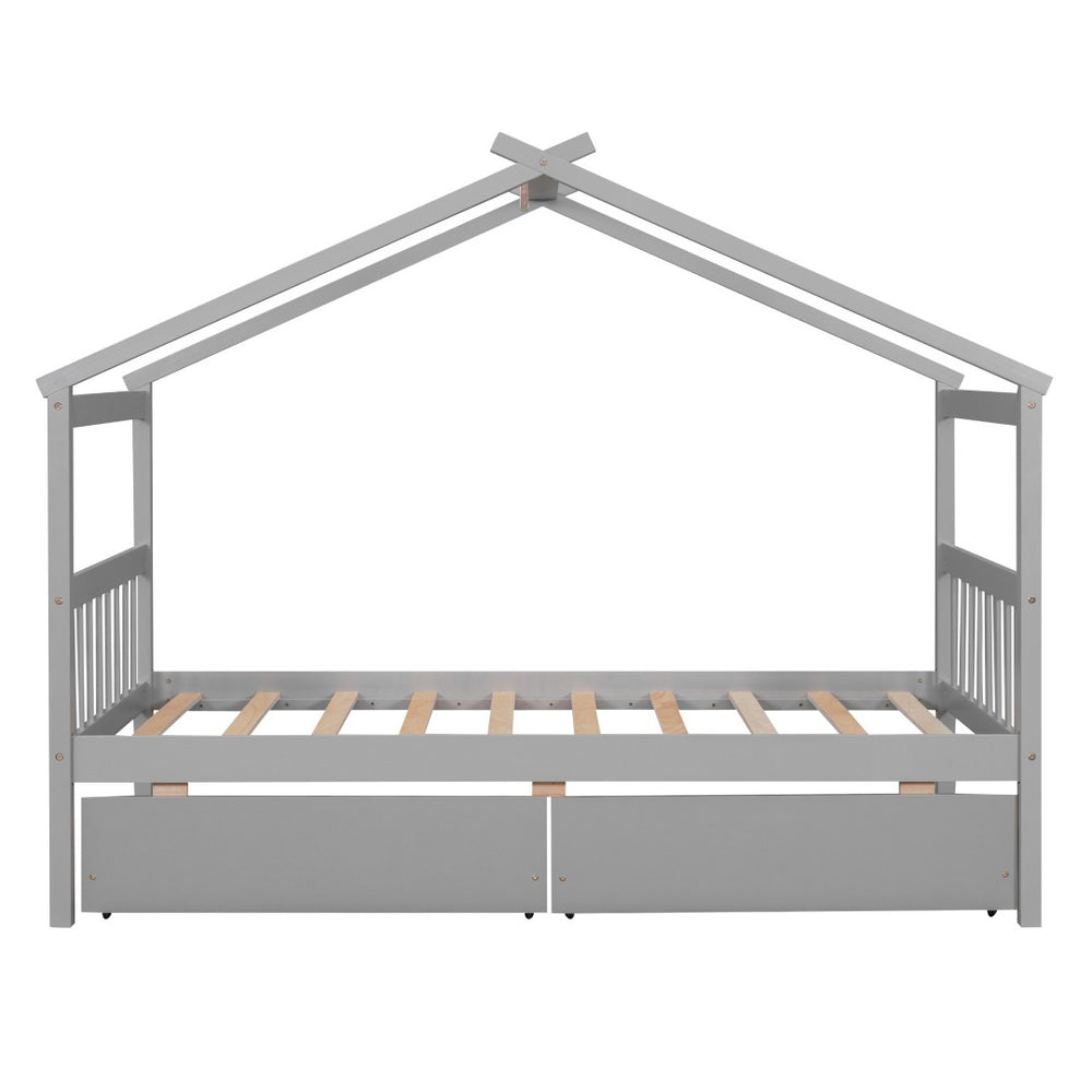 HomeRoots Gray Wood Twin Bed Frame - Contemporary Platform Design with Durable Build for Lasting Comfort & Style 606948