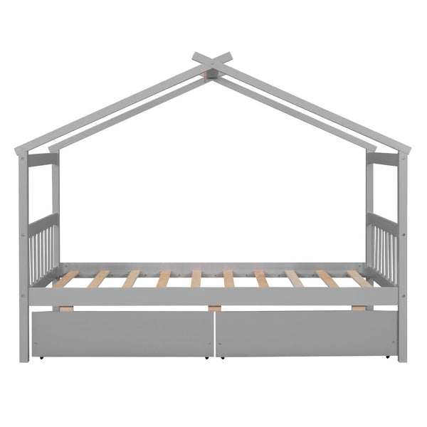 HomeRoots Gray Wood Twin Bed Frame - Contemporary Platform Design with Durable Build for Lasting Comfort & Style 606948