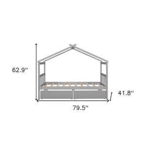 HomeRoots Gray Wood Twin Bed Frame - Contemporary Platform Design with Durable Build for Lasting Comfort & Style 606948
