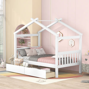 HomeRoots White Wood Twin Bed Frame - Elegant Modern Design with Durable Support for Cozy Bedrooms & Guest Rooms 606949