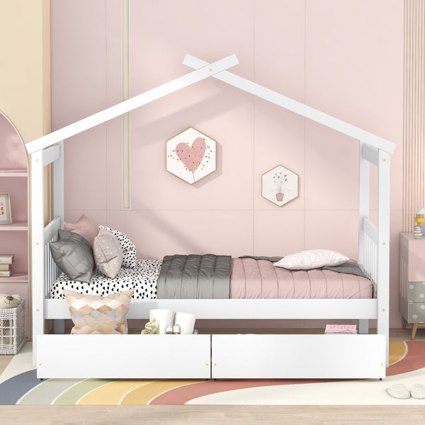 HomeRoots White Wood Twin Bed Frame - Elegant Modern Design with Durable Support for Cozy Bedrooms & Guest Rooms 606949