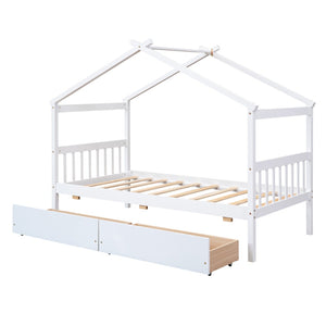 HomeRoots White Wood Twin Bed Frame - Elegant Modern Design with Durable Support for Cozy Bedrooms & Guest Rooms 606949