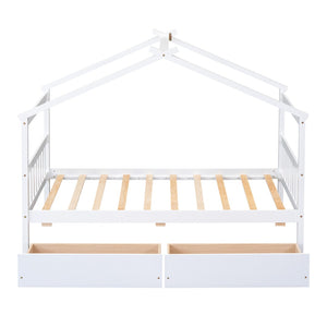 HomeRoots White Wood Twin Bed Frame - Elegant Modern Design with Durable Support for Cozy Bedrooms & Guest Rooms 606949