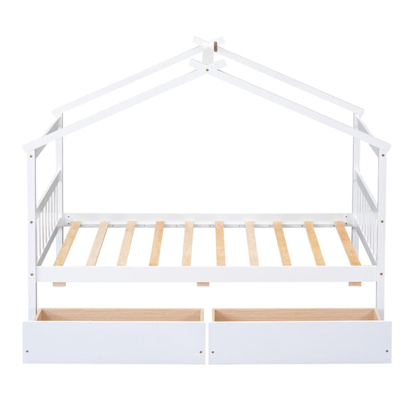 HomeRoots White Wood Twin Bed Frame - Elegant Modern Design with Durable Support for Cozy Bedrooms & Guest Rooms 606949