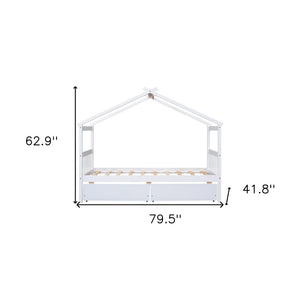 HomeRoots White Wood Twin Bed Frame - Elegant Modern Design with Durable Support for Cozy Bedrooms & Guest Rooms 606949
