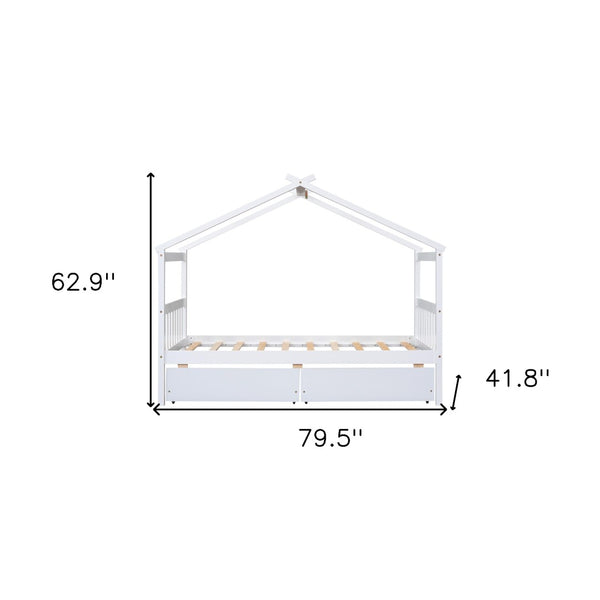 HomeRoots White Wood Twin Bed Frame - Elegant Modern Design with Durable Support for Cozy Bedrooms & Guest Rooms 606949