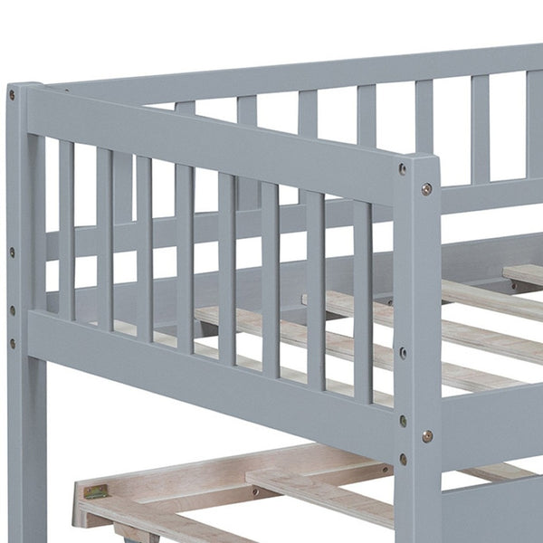 HomeRoots Gray Wood Twin Daybed Frame with Trundle - Stylish, Space-Saving Solution for Modern Interiors 606956