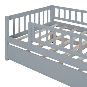 HomeRoots Gray Wood Twin Daybed Frame with Trundle - Stylish, Space-Saving Solution for Modern Interiors 606956