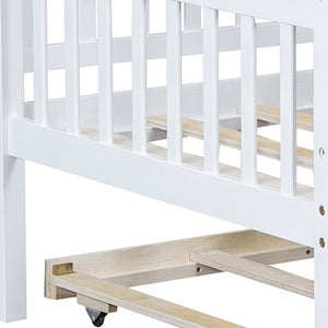 HomeRoots White Wood Twin Day Bed with Trundle - Stylish Space-Saving Solution for Guest Rooms & Living Areas 606957