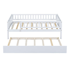 HomeRoots White Wood Twin Day Bed with Trundle - Stylish Space-Saving Solution for Guest Rooms & Living Areas 606957