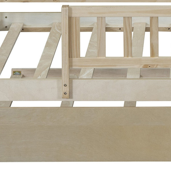 HomeRoots Natural Wood Twin Daybed Frame with Trundle - Stylish & Versatile Solution for Any Space! 606959