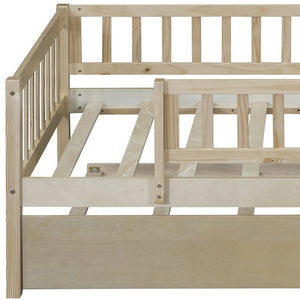 HomeRoots Natural Wood Twin Daybed Frame with Trundle - Stylish & Versatile Solution for Any Space! 606959