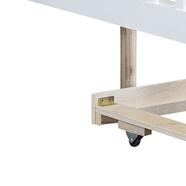 HomeRoots White Wood Full Daybed Frame with Trundle – Timeless Design, Versatile Comfort & Easy Storage Solution 606961
